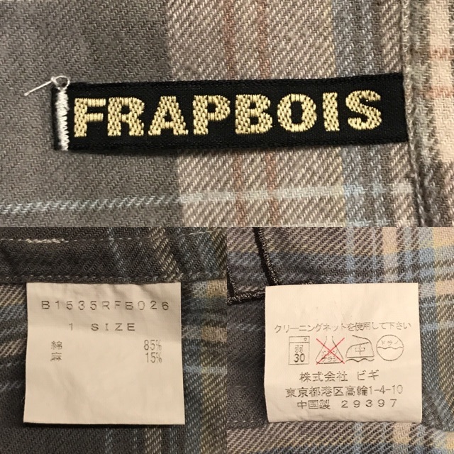 F506 メンズシャツ FRAPBOIS フラボア カジュアル 人気 コーデ おしゃれ チェック 柄 グレー ネル 長袖 個性的/ 約M_画像6