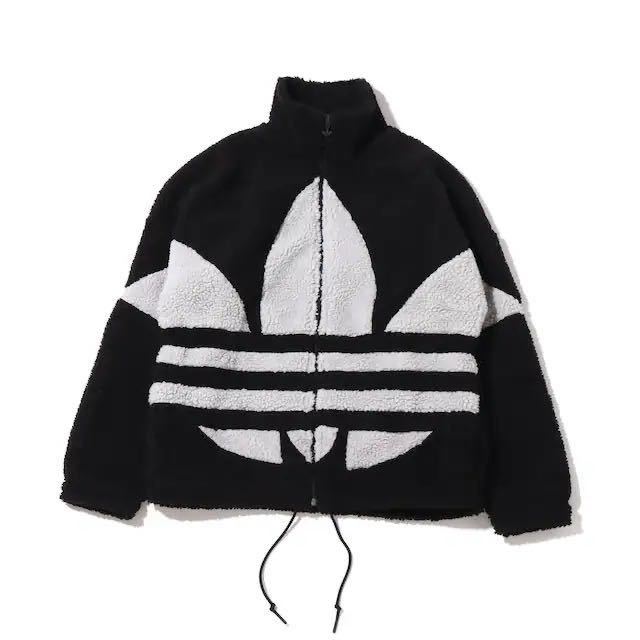 新品 定価12100円 O(XL)サイズ adidas アディダス　adidas SHERPA JACKET BLACK ビックトレフォイル　 シェルパジャケット　ボア　HC0325