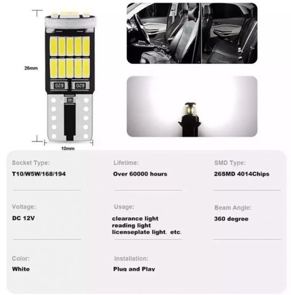 超爆光！スバル XV GT系 T10 LED 室内灯 スモール バックランプ ナンバー灯 ルームランプ ポジション 10個セット ホワイト /33/57/26/t31_画像10