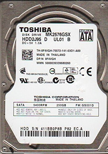 mk2576gsx、hdd2j95?D ul01?B、Toshiba 250?GB SATA 2.5ハードドライブ(中古 未使用品)　(shin