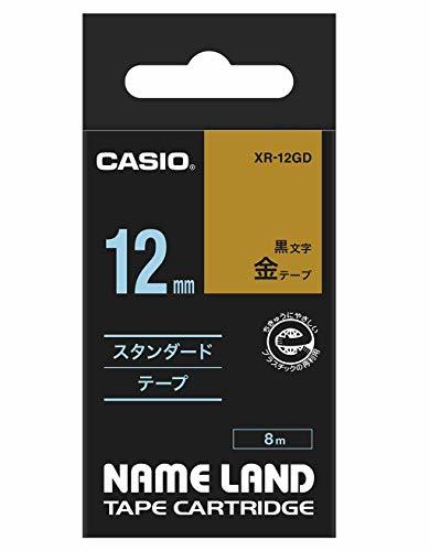  Casio этикетка зажигалка имя Land оригинальный лента 12mm XR-12GD золотой земля . чёрный знак ( б/у товар ) (shin
