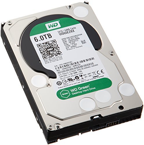 WD 内蔵HDD Green 6TB 3.5inch SATA3.0（SATA 6 Gb/s） 64MB Intellipower 2年保証 WD60EZRX(中古品)　(shin_画像1