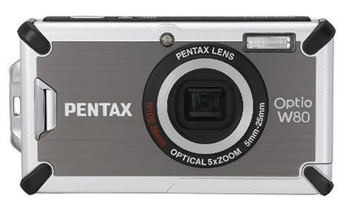 PENTAX 防水デジタルカメラ OPTIO (オプティオ) W80 ガンメタルグレー 1200万画素 光学5倍ズーム OPTIOW80GG(中古品)　(shin