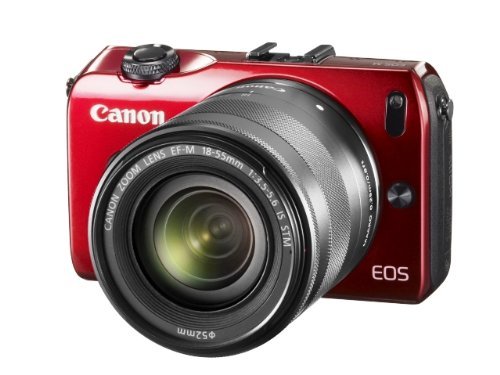 Canon ミラーレス一眼カメラ EOS M レンズキット EF-M18-55mm F3.5-5.6 IS STM付属 レッド EOSMRE-18-55ISSTMLK(中古品)　(shin_画像1