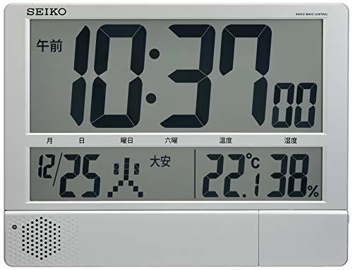 セイコー クロック 掛け時計 置き時計 兼用 電波 デジタル プログラム機能 カレンダー 六曜 温度 湿度 表示 大型 薄型(中古品)　(shin