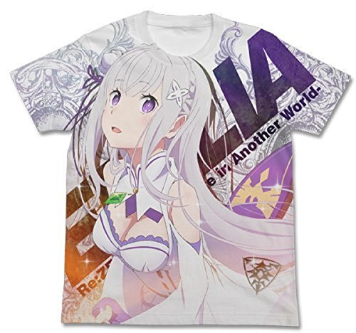 Re:ゼロから始める異世界生活 エミリア フルグラフィックTシャツ ホワイト Lサイズ(品)　(shin