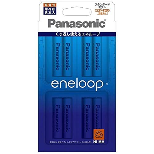 パナソニック ニッケル水素電池 単4形（8本入）Panasonic eneloop スタンダードモデル BK-4MCC/8C(中古 未使用品)　(shin_画像1