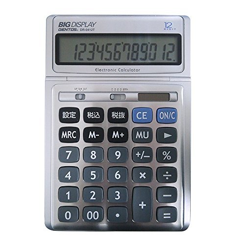 アデッソ GENTOS ビッグディスプレイ 卓上電卓 大型 12桁 税計算 DR-0412T シルバー(中古品)　(shin