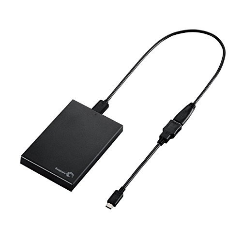 【2015年モデル】Seagate USB3.0/2.0接続 ポータブルハードディスク 1TB Type-C変換アダプタ付 SGP-EX010UBK-C(中古品)　(shin