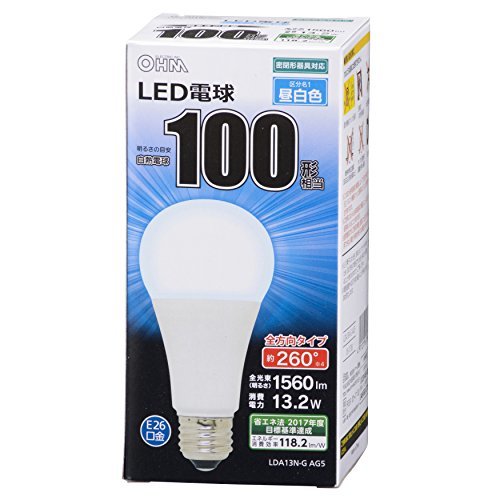 OHM LED電球 一般電球形 100形相当 口金直径26mm 昼白色 [品番]06-1738 LDA13N-G AG5(中古品)　(shin_画像1