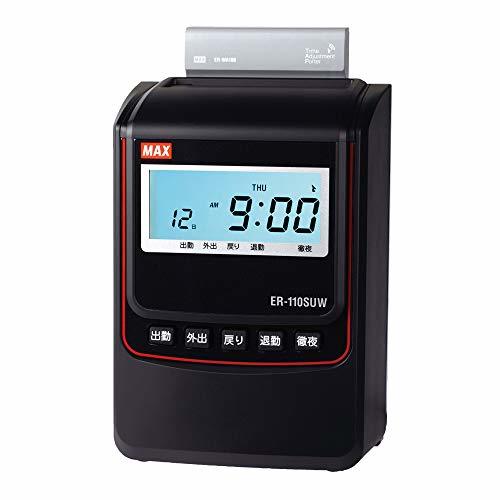 マックス 電子タイムレコーダー 電波時計付き ER-110SUW ブラック ER90721(中古品)　(shin