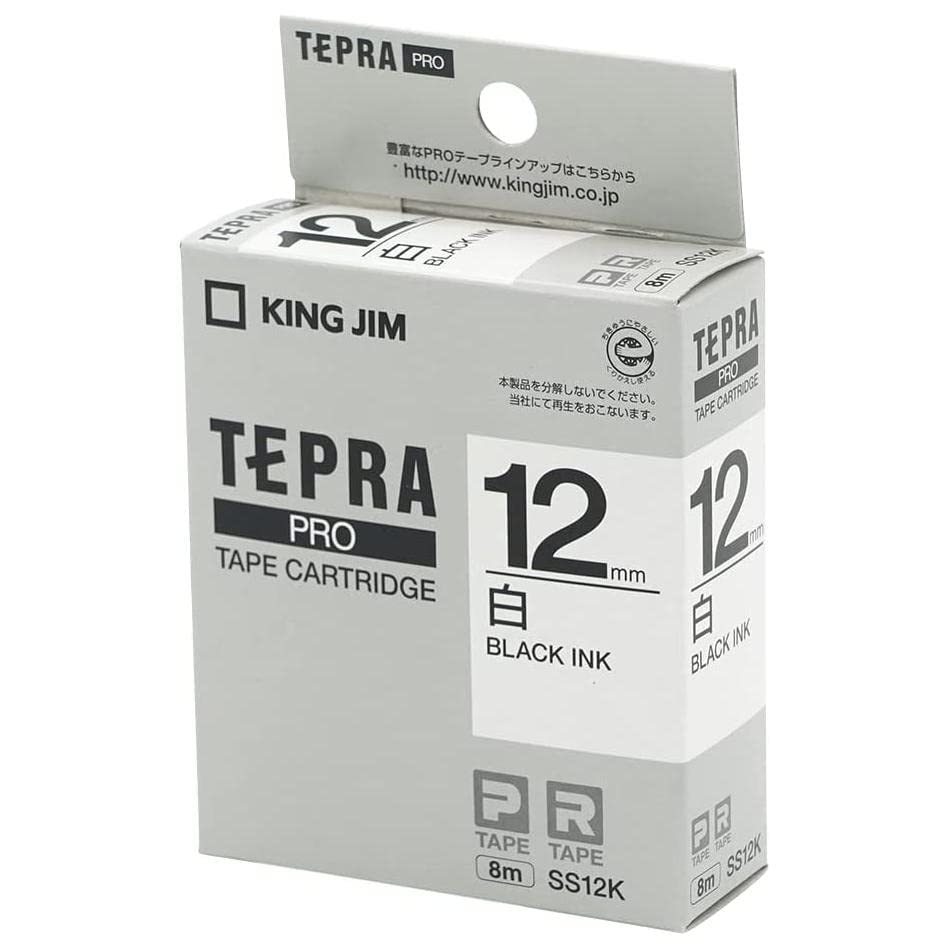  King Jim tape cartridge Tepra PRO 12mm SS12K white label 1 piece ( secondhand goods ) (shin