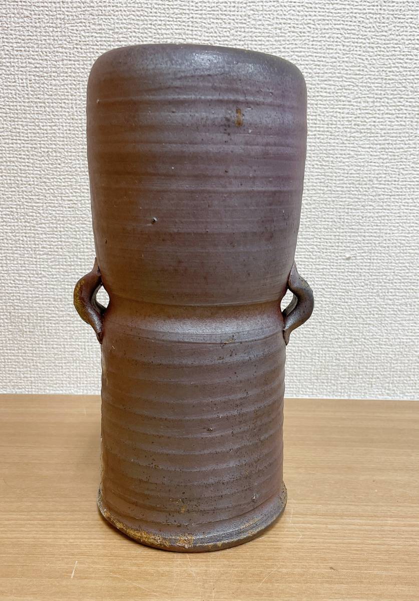 【備前焼 甫 在銘あり 耳付き 花入れ】花器 花瓶/高さ25cm/伝統工芸/B59-334_画像3