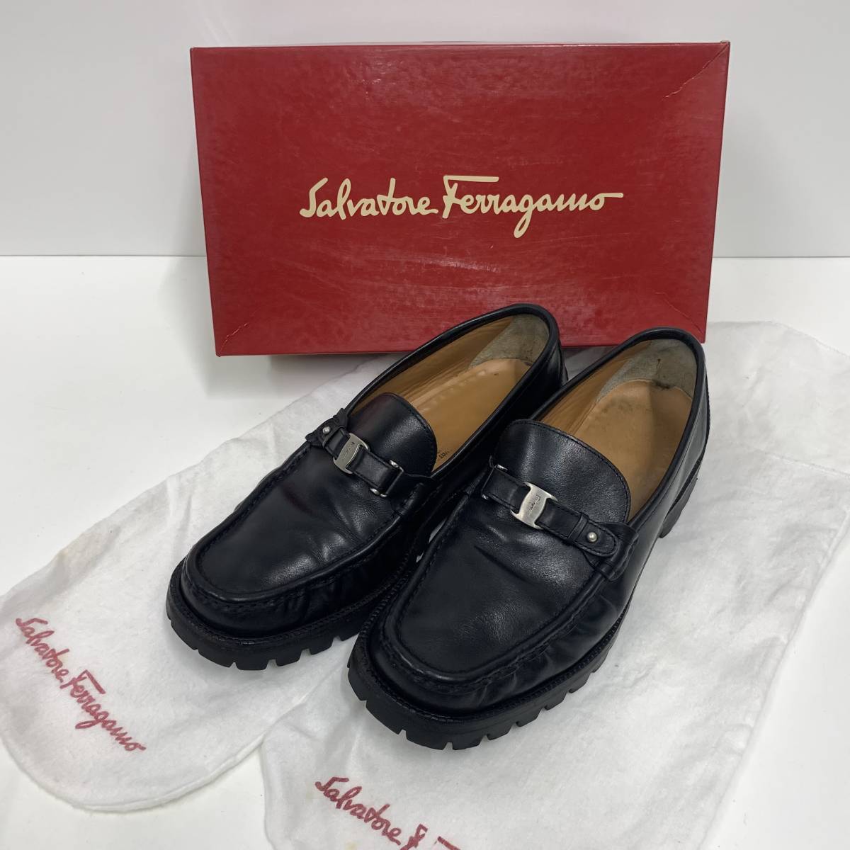 35％OFF】 Ferragamo Salvatore 1304 フェラガモ ブラック 黒 ITALY製