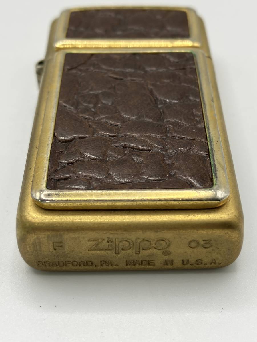 【GT3798】Zippo ジッポー ワニ革風 ジッポ 火花〇クロコダイル_画像8