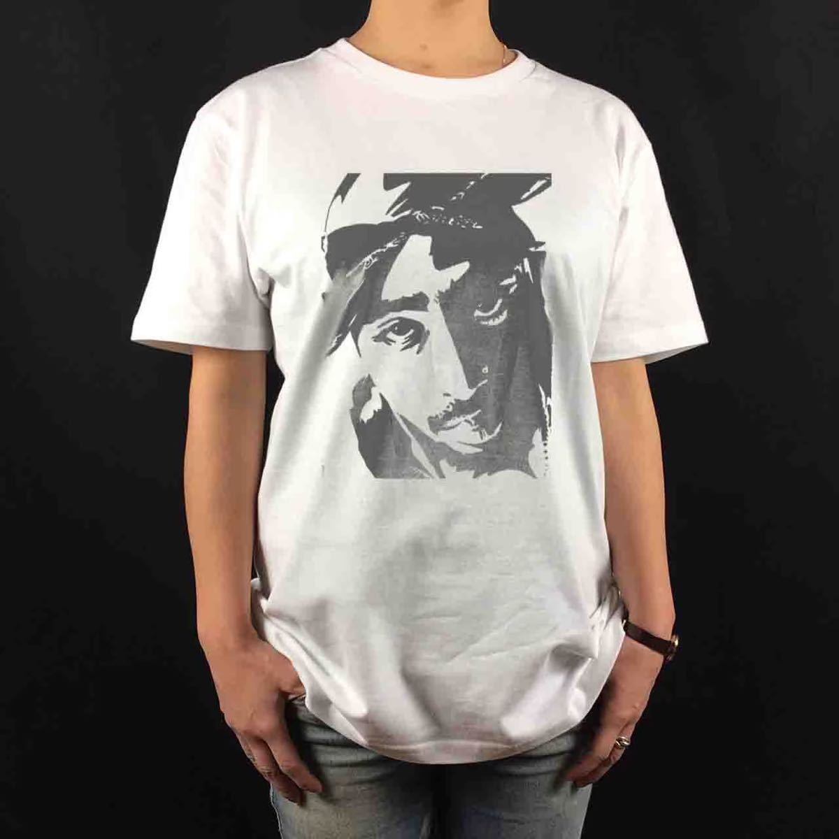  new goods 2pac waist side gang start hip-hop monochrome illustration T-shirt S M L XL big oversize XXL~5XL long T Parker 