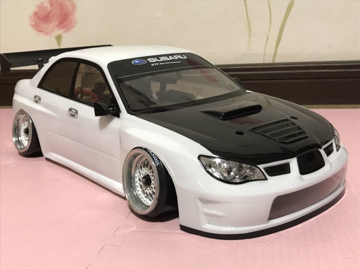 送料無料　1/10 タミヤ　スバル　インプレッサ　STI ホワイト　ラジコンボディ　TAMIYA SUBARU IMPREZA_画像1