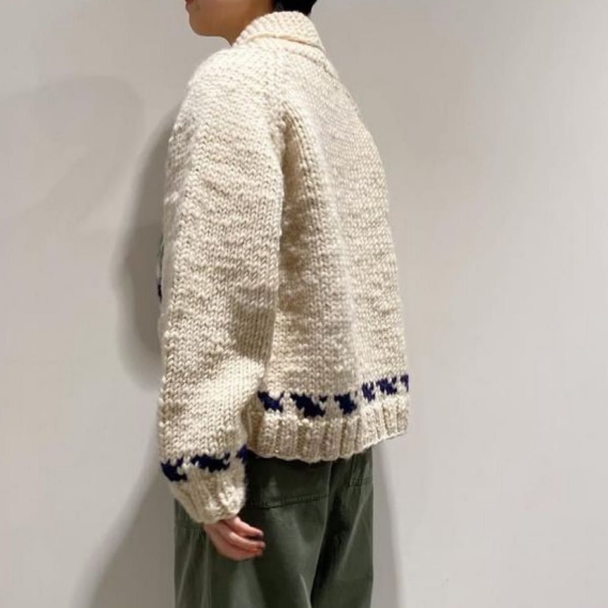 PAR ICI】 ネパール手編み ヨットインターシャ カウチン PAR ICI】 ネパール手編み ヨットインターシャ カウチン