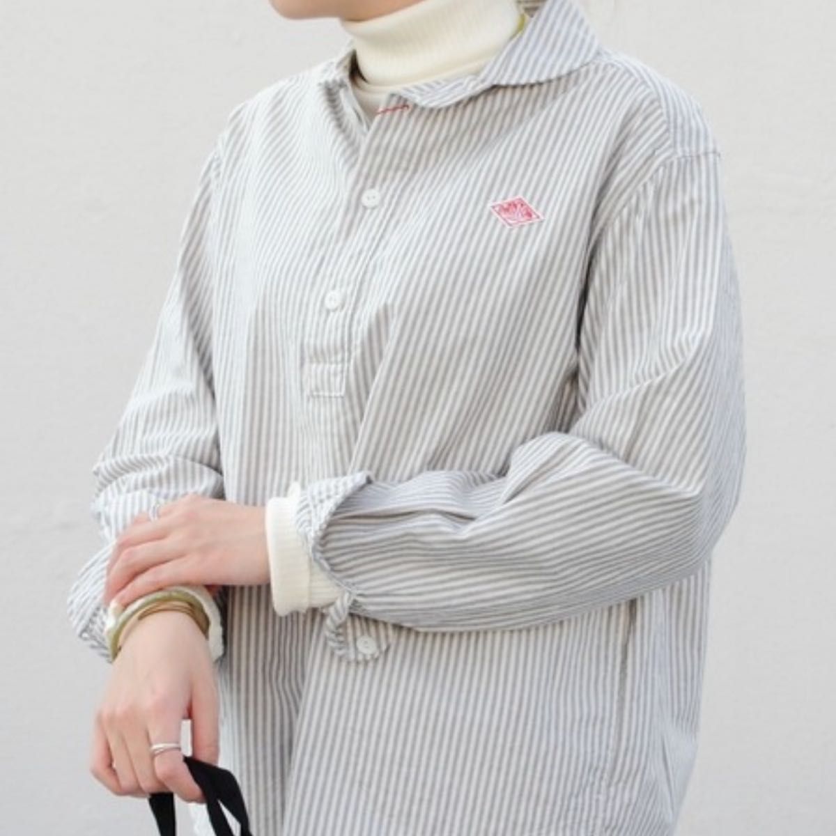 【Danton】DANTON/ダントン ラウンドカラープルオーバーシャツロングスリーブプレイド ROUND COLLAR