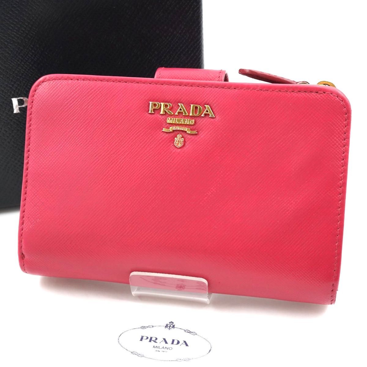 美品】PRADA プラダ 箱 保証書有 サフィアーノ L字 サフィアーノ 美品】PRADA プラダ 箱 保証書有 サフィアーノ L字 サフィアーノ