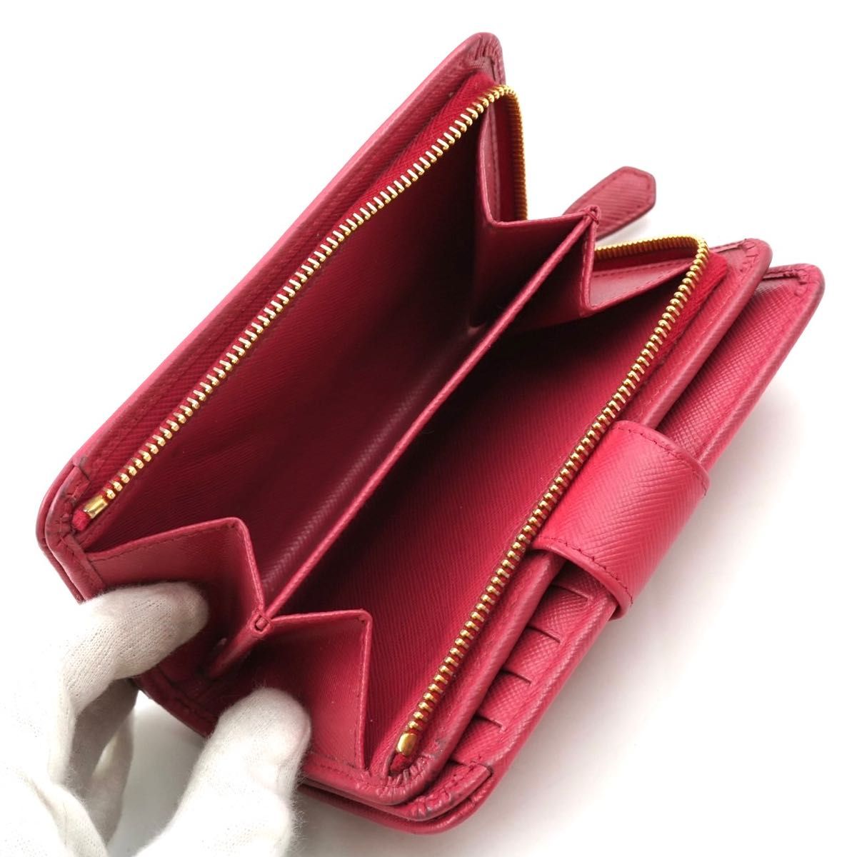 美品】PRADA プラダ 箱 保証書有 サフィアーノ L字 サフィアーノ 美品】PRADA プラダ 箱 保証書有 サフィアーノ L字 サフィアーノ