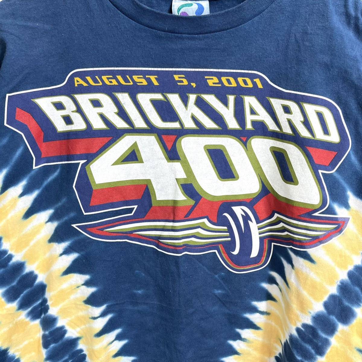 ■ LIQUID BLUE リキッドブルー 2001 ブリックヤード 400 タイダイ染め 半袖 Tシャツ 古着 XLARGE カーレース NASCAR Brickyard ■の画像3