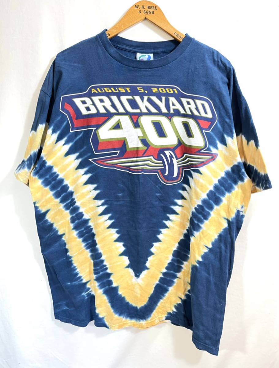 ■ LIQUID BLUE リキッドブルー 2001 ブリックヤード 400 タイダイ染め 半袖 Tシャツ 古着 XLARGE カーレース NASCAR Brickyard ■の画像1