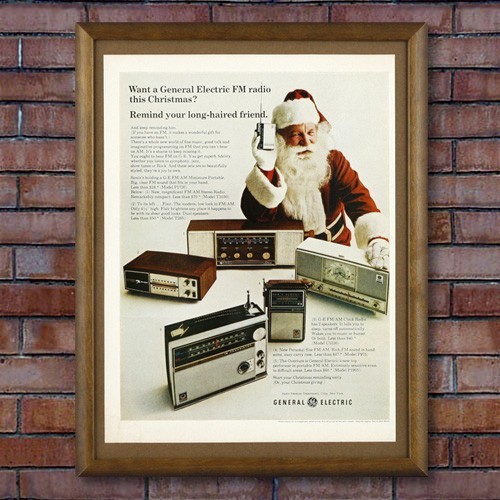 ヴィンテージ アドバタイジングフレームGENERAL ELECTRIC FM RADIO 電機メーカー広告 アメリカ雑貨 アメリカ_画像1