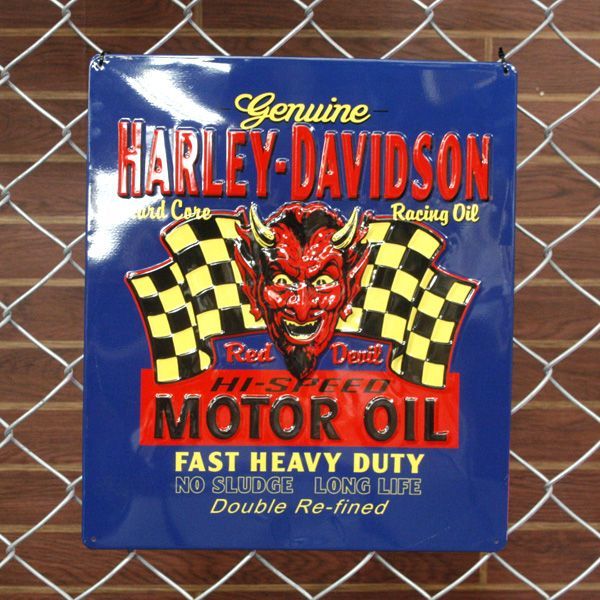 エンボスメタルサイン 「ハーレーダビッドソン Red Hot」#2010801 HARLEY-DAVIDSON アメリカ雑貨 アメ_画像1