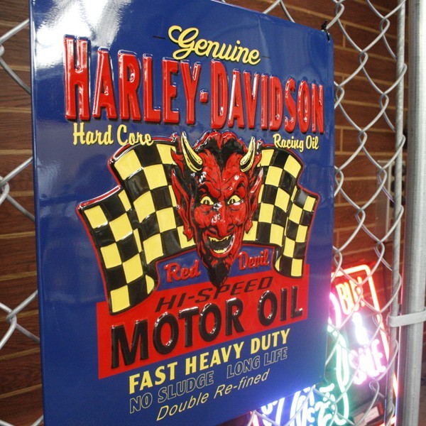 エンボスメタルサイン 「ハーレーダビッドソン Red Hot」#2010801 HARLEY-DAVIDSON アメリカ雑貨 アメ_画像2