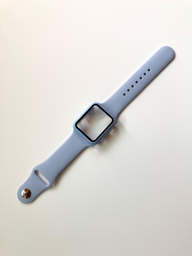 45mm アップルウォッチ Apple Watch ベルト＋カバー スカイブルー E001_画像3