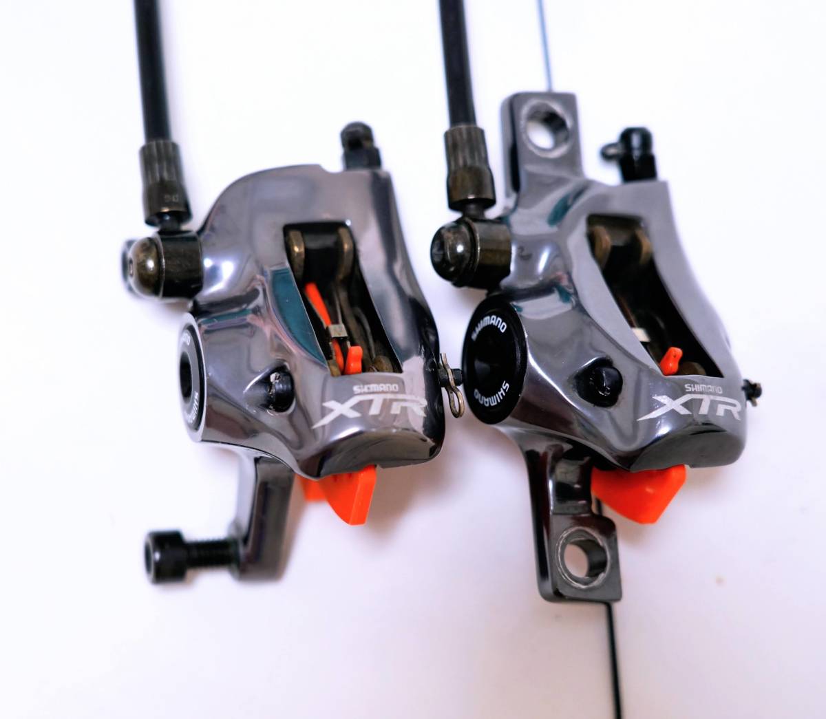 【美品】SHIMANO XTR ST-M966 + BR-M965(966) 3x9s 油圧デュアルコントロールレバー+油圧キャリパー左右(前後)セット 鍛造アルミ合金製_画像2