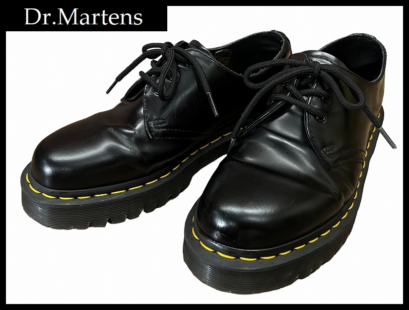 送無 美品 Dr.Martens ドクターマーチン 21084 CORE 1461 BEX ベックス 厚底 ラバーソール 本革 レザー 3ホール シューズ 黒 UK6 25.0cm
