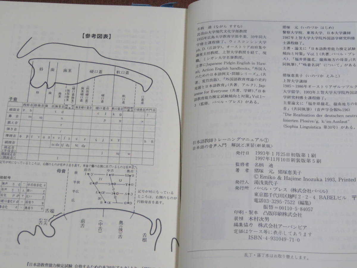 日本語の音声入門　解説と演習　〈新装版〉　　日本語教師トレーニングマニュアル　　バベルプレス　1997年　5刷_画像6