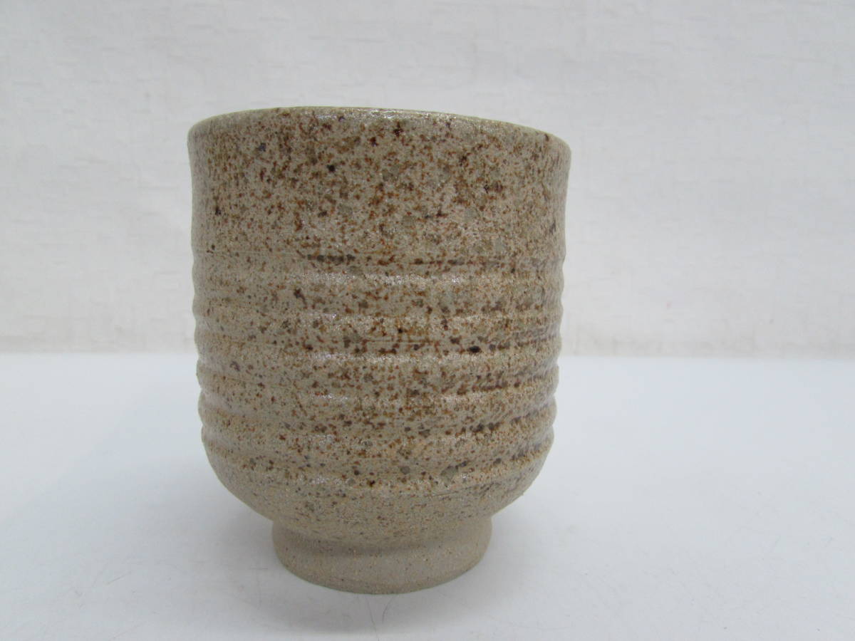 未使用 保管品 GERD KNAPPER ゲルト クナッパー 1982年 昭和57年 国際交流作陶展 湯呑 湯飲み 茶碗 茶器 和食器 灰釉 線文 栞/共箱_画像3