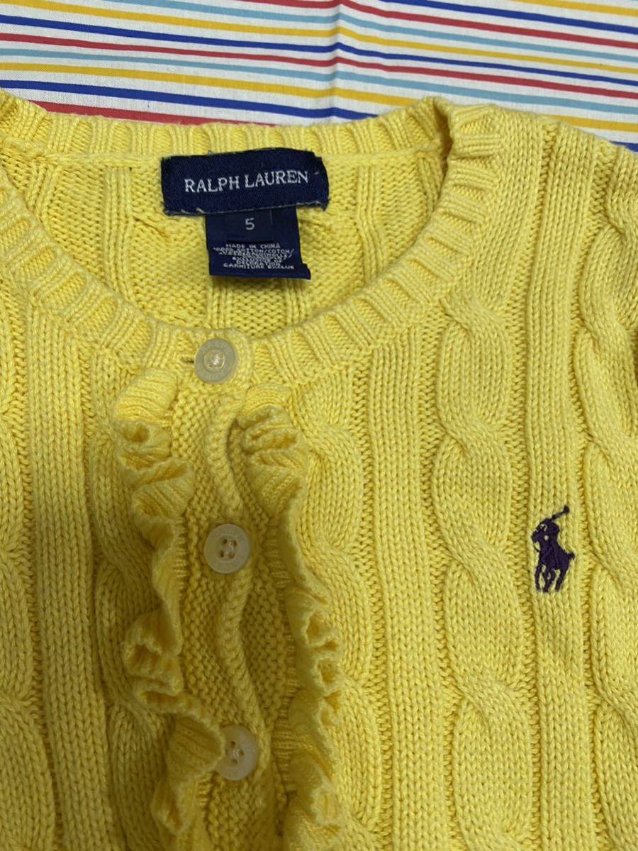 5月までセール美品！ラルフローレン POLO RalphLauren☆サイズ5☆110サイズくらい☆長袖ニットセーター☆イエローポニー刺繍☆検メゾピアノ_画像2