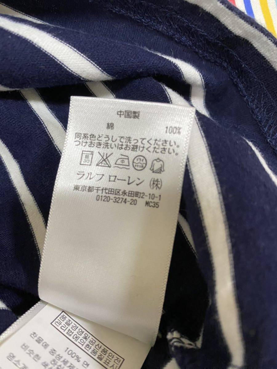 美品！Ralph Lauren ラルフローレン☆サイズ90 24M☆半袖ワンピース　ブルマース付き☆ボーダーネイビー紺☆ピンクポニー☆検メゾピアノ_画像4