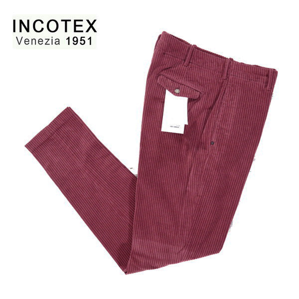 ＊60%OFF 新品 インコテックス INCOTEX コーデュロイ パンツ サイズ50(XL)(W88) ワイン コットン ストレッチ MPN2746XL_画像1