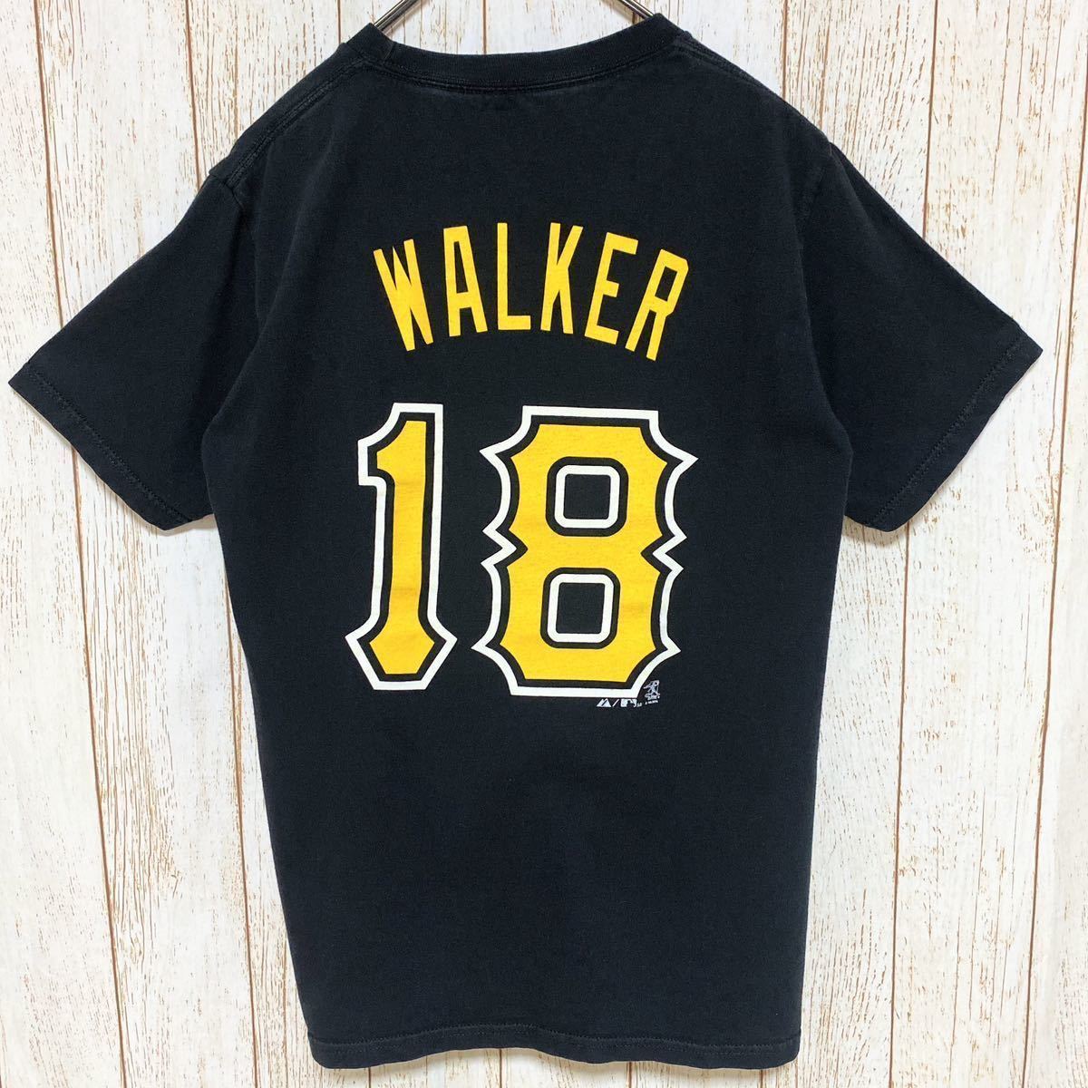 Majestic マジェスティック MLB Pittsburgh Pirates ピッツバーグ・パイレーツ ウォーカー プリント Tシャツ S メジャーリーグ USA古着_画像3