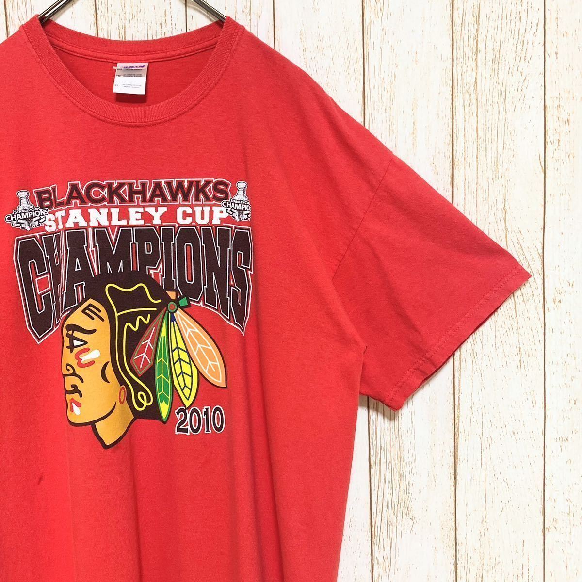 GILDAN ギルダン NHL Chicago Blackhawks シカゴ・ブラックホークス プリント Tシャツ XL USA古着 アメリカ古着