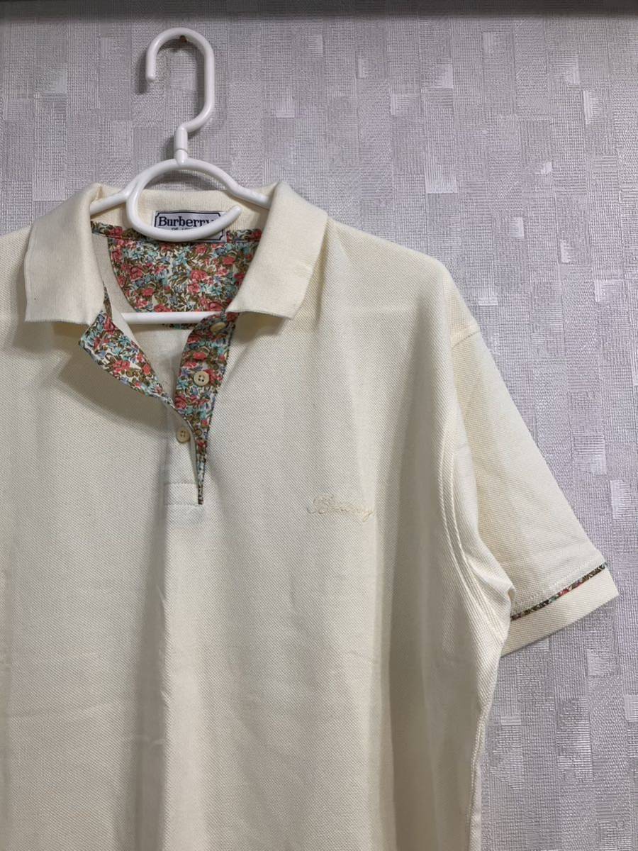 希少　90s BURBERRY ポロシャツ バーバリー　半袖　メンズ　花柄　刺繍　ビンテージ ヴィンテージ　Ｌ　Tシャツ_画像3