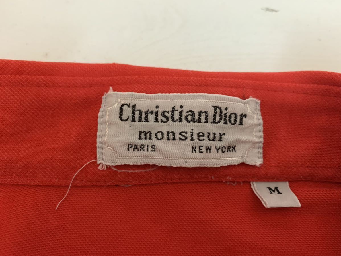 Christian Dior PARIS VINTAGE クリスチャン ディオール パリス ヴィンテージ 70s Dior刺繍 半袖シャツ ポリシャツ レッド系 M アーカイブ_画像10