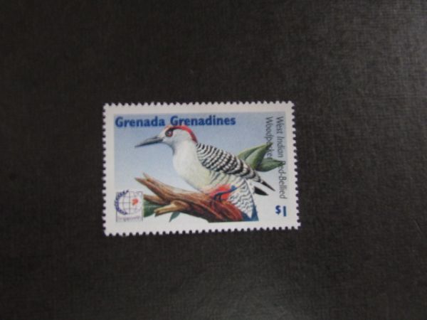 ⑪動物コレクション 鳥；キツツキ科；マユグロシマセゲラ グレナダグレナディーン 1種 1995.9.5の画像1