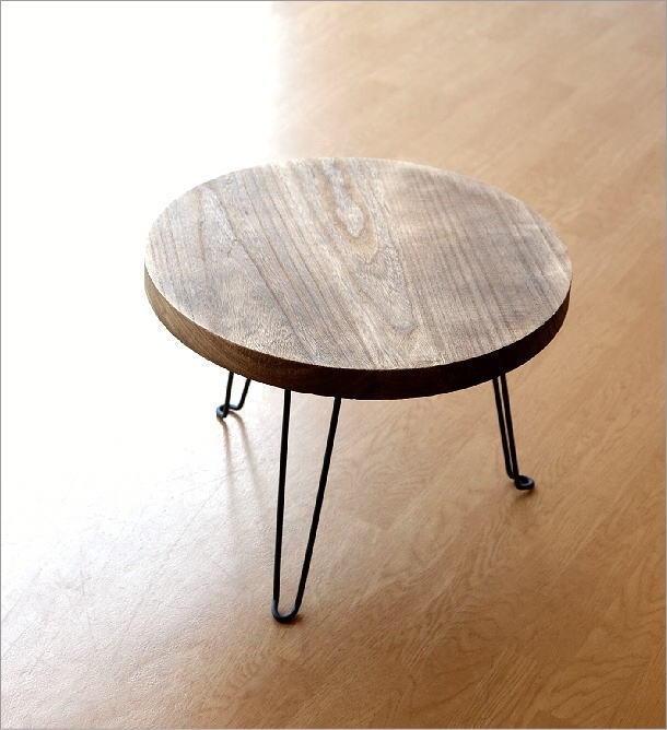 ちゃぶ台 折りたたみ 丸テーブル ローテーブル 木製 アイアン 天然木 丸型 円形 座卓 円卓 ウッド折り畳みテーブル ラウンド_画像7