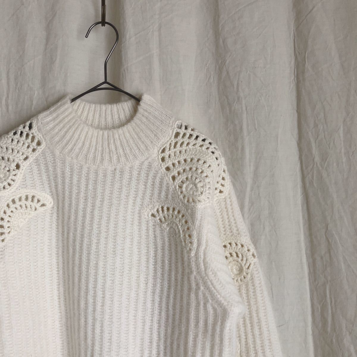 Vince ヴィンス 22AW Crochet Mock Neck Sweater クロシェシェルセーター ニット SPUR.JP掲載 定価88.000円_画像3