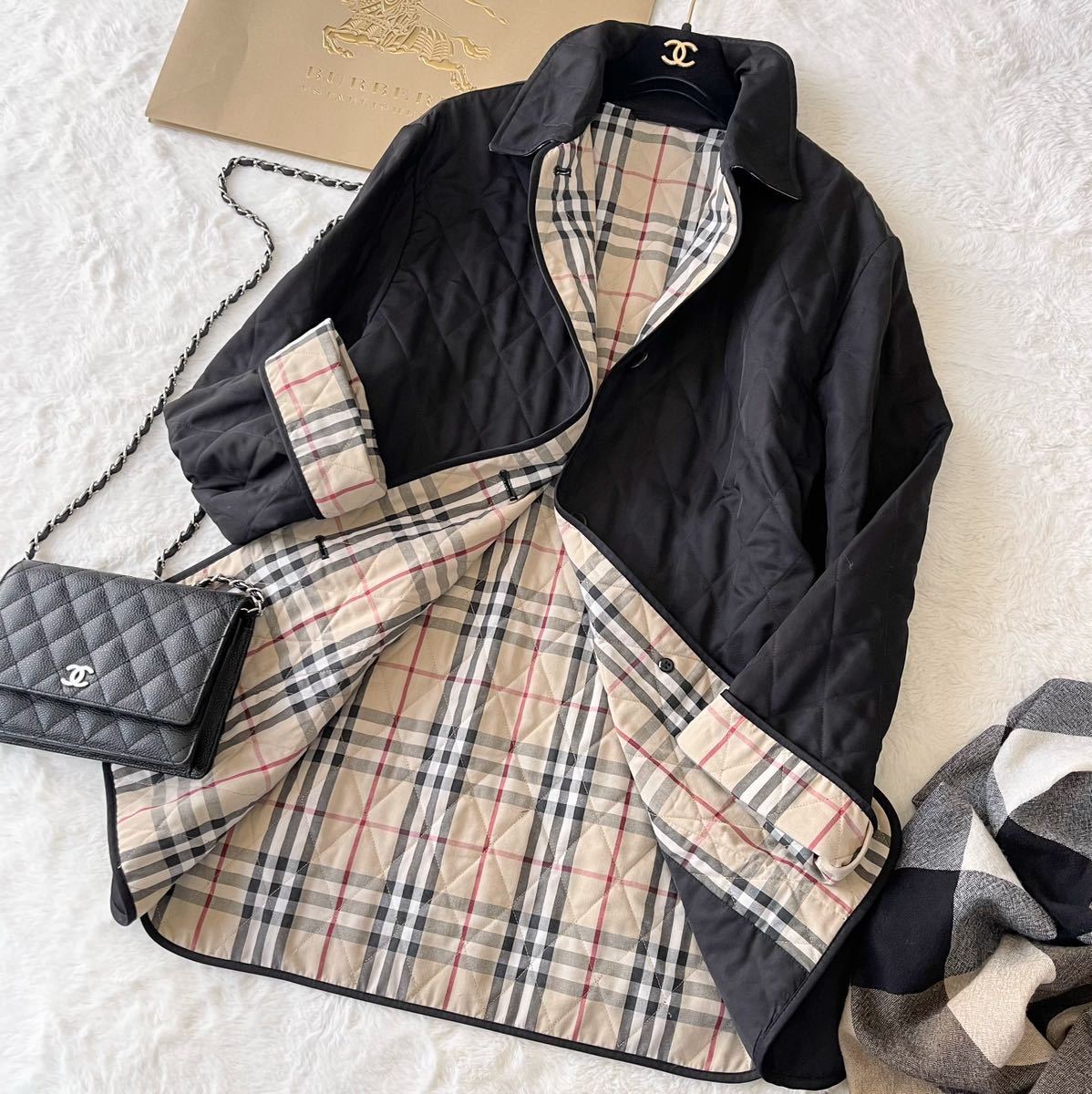 大きいサイズ 美品 バーバリー BURBERRY キルティングコート