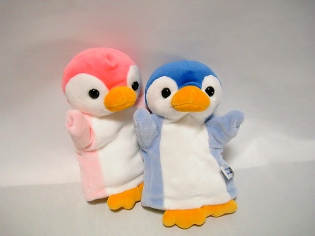 *2 вида комплект *CUTE пингвин рука марионетка мягкая игрушка голубой + розовый * моти ..*