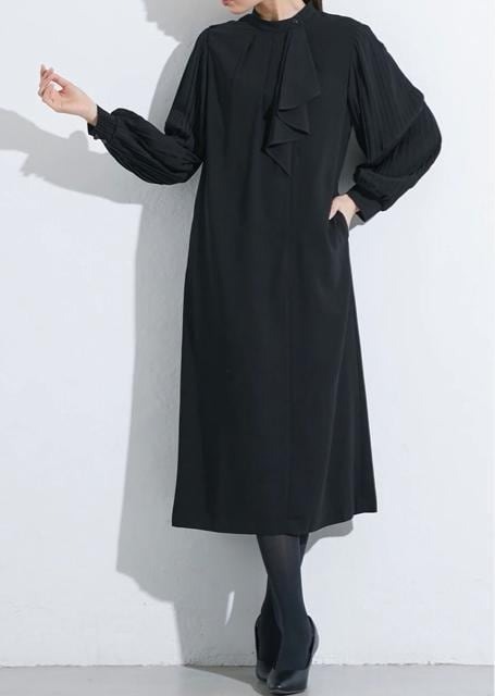 新品☆L喪服礼服ブラックフォーマル袖プリーツおしゃれワンピース☆w112_画像8