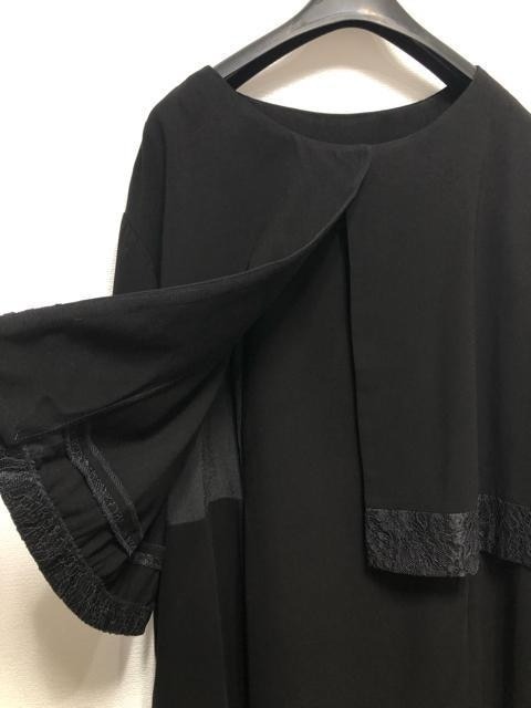 新品☆8L喪服礼服アンサンブル風7分袖ワンピース黒フォーマル☆u370-