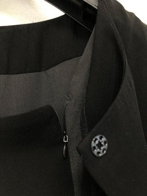 新品☆4L喪服礼服アンサンブル風7分袖ワンピース黒フォーマル☆w349